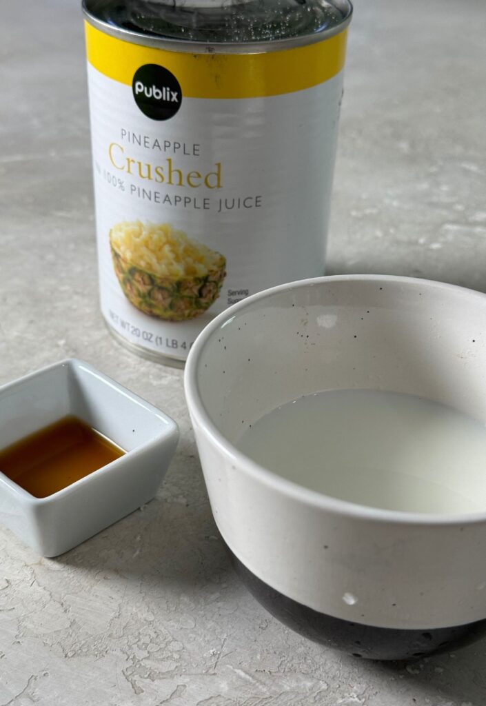 crushed pineapple, milk and vanilla extract.