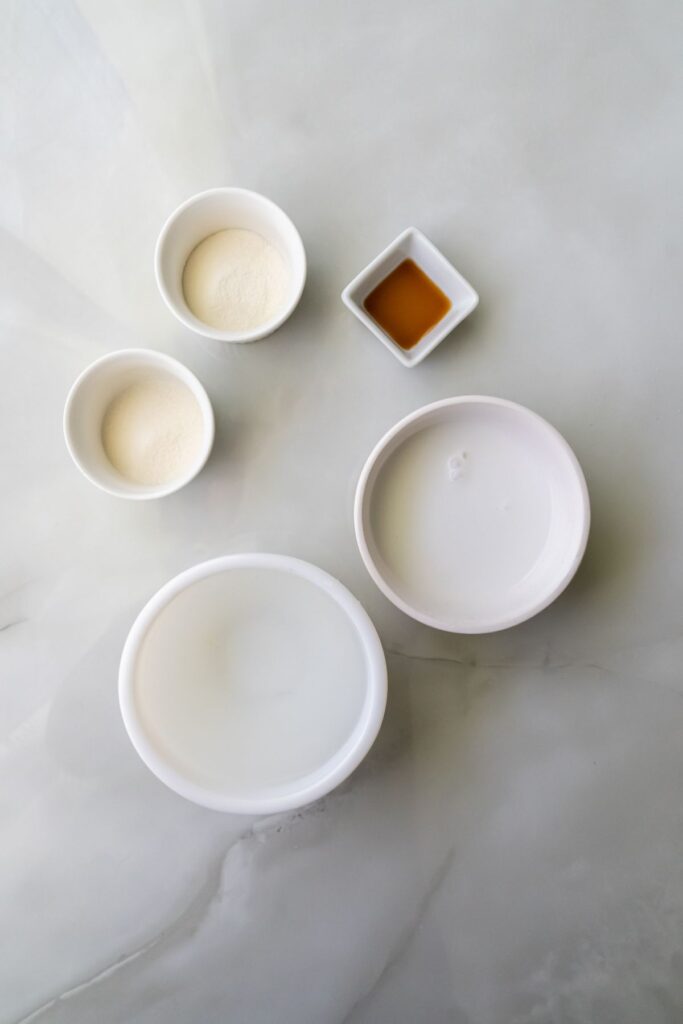 ingredients to make coconut ice cream.