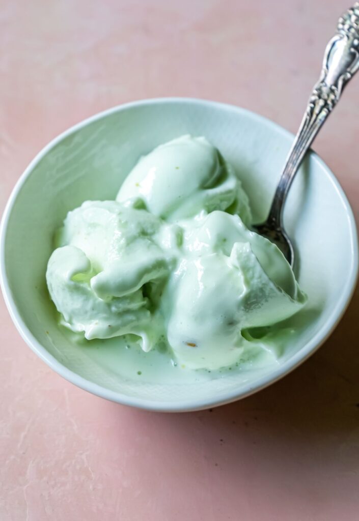 Pistachio Protein Ice Cream with spoon