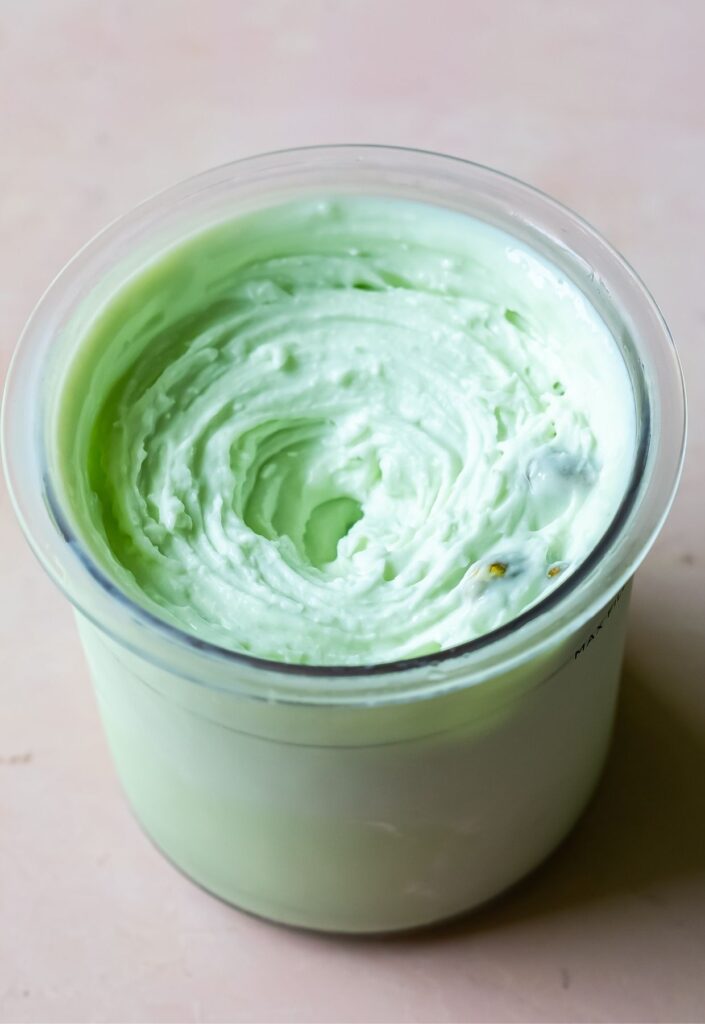 Pistachio Protein Ice Cream with spoon