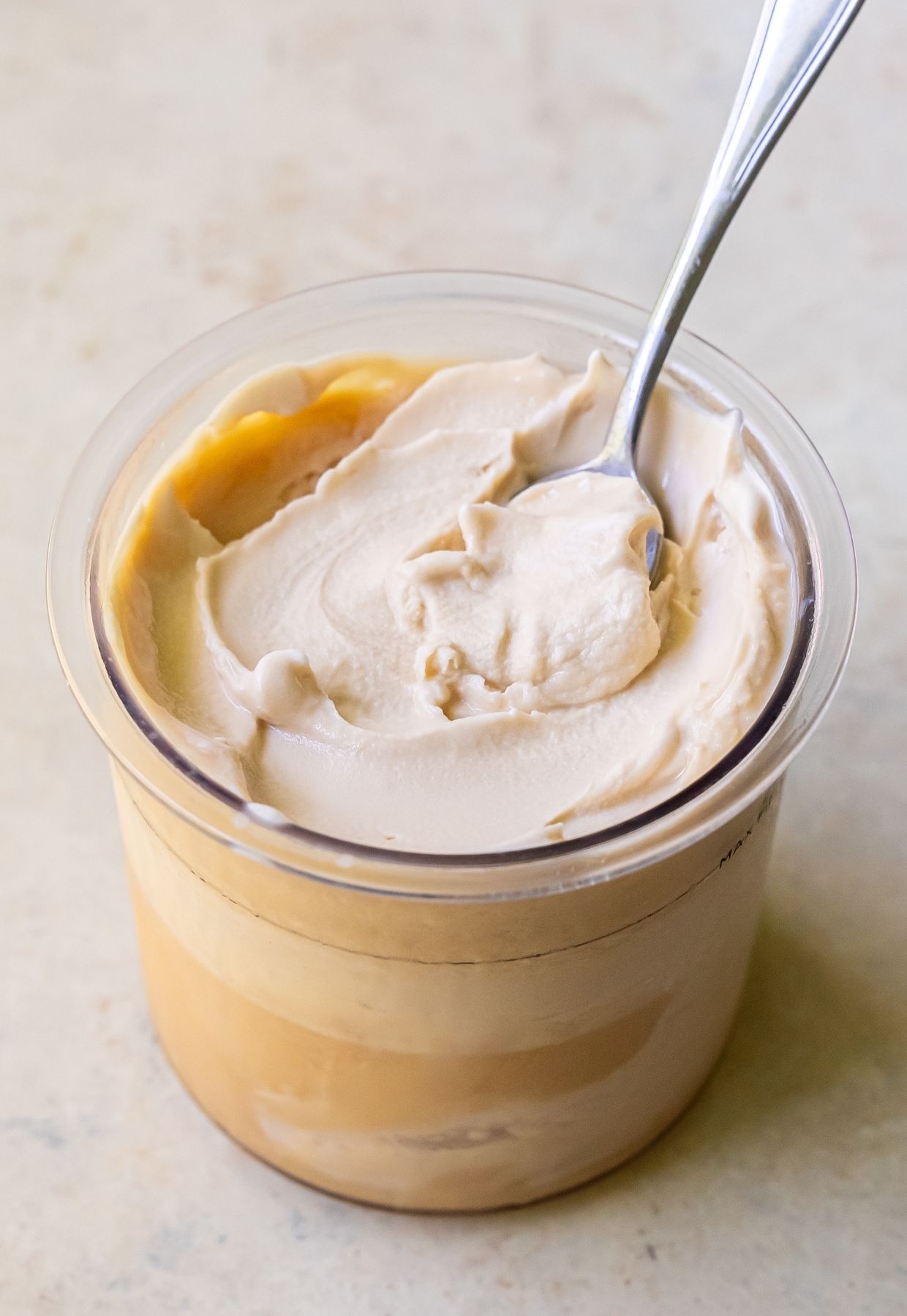 coffee ice cream with spoon