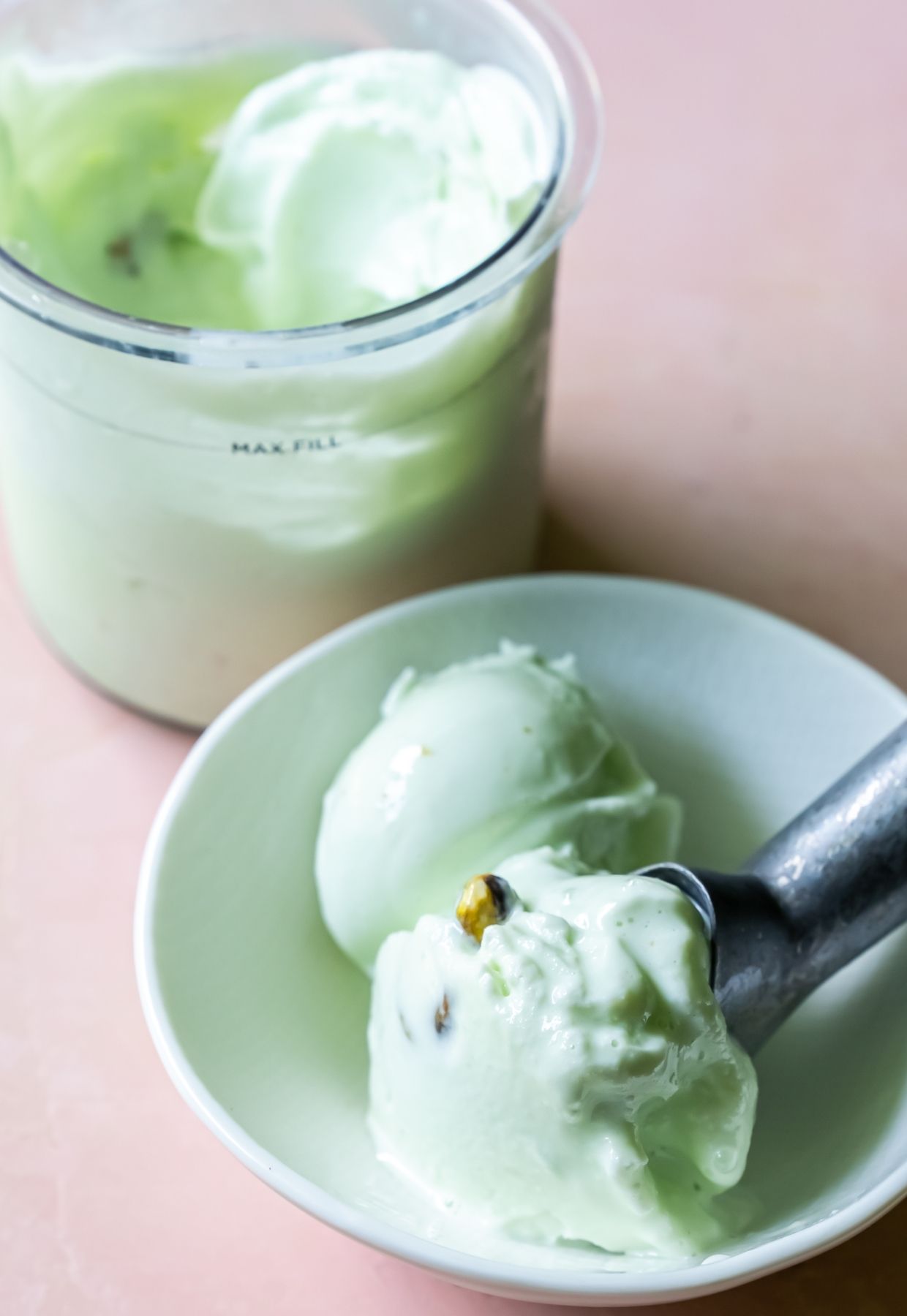 Pistachio Protein with ice cream scooper