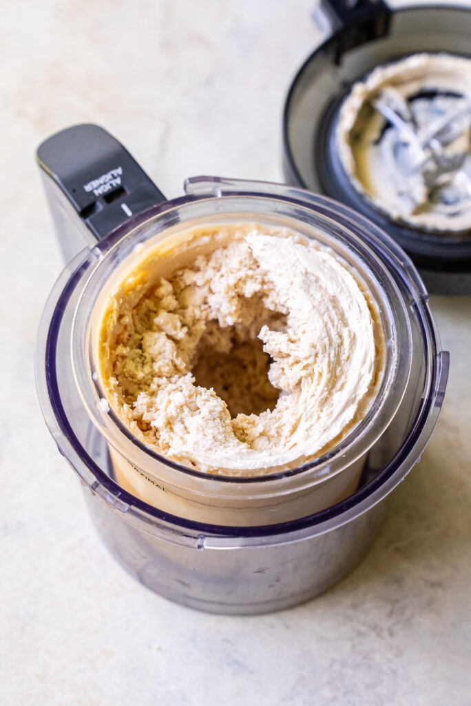 process of making Ninja Creami Coffee Protein Ice Cream