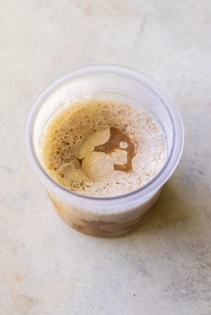process of making Ninja Creami Coffee Protein Ice Cream