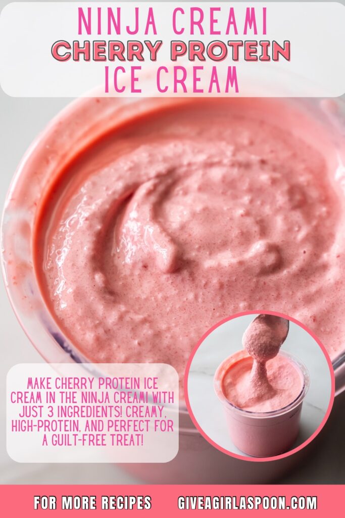 pinterest collage of cherry protein ice cream.